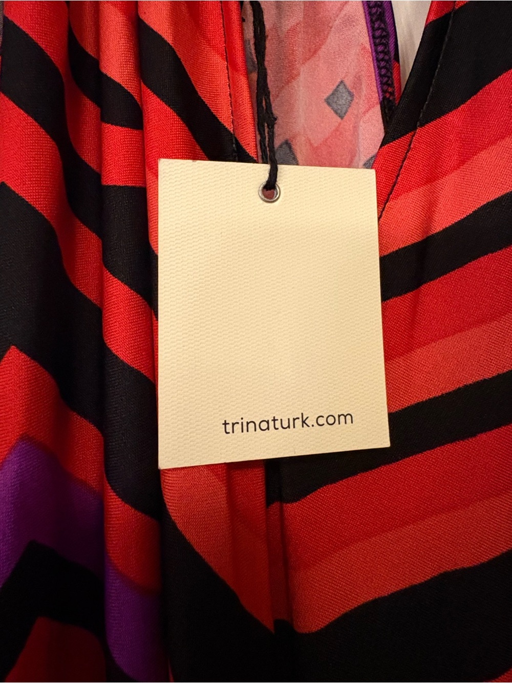 Trina Turk Red & Purple Geometric Dress - Picture 5 of 10